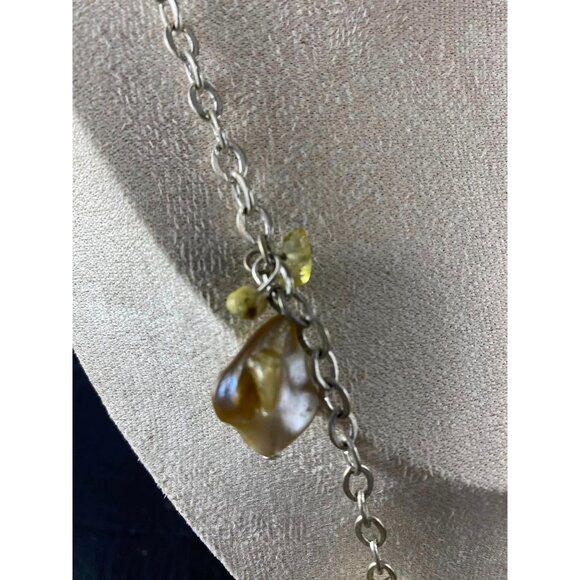 Vintage Shell and Stones Charm Necklace Style Silver tone with Matching Bracelet - Picture 4 of 9
